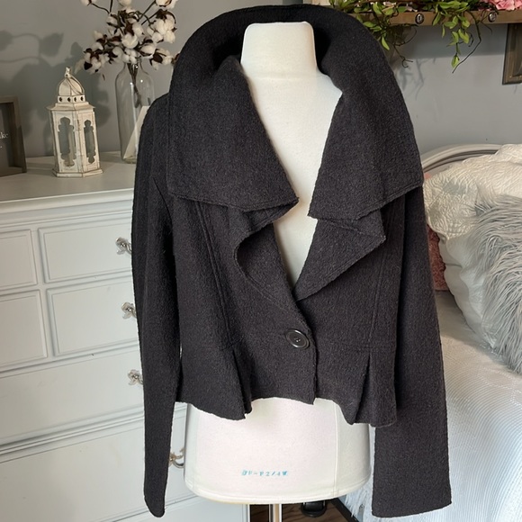 Wool coat jacket lightweight dark brown womens M Blazer Essentials by ABS - Picture 8 of 14